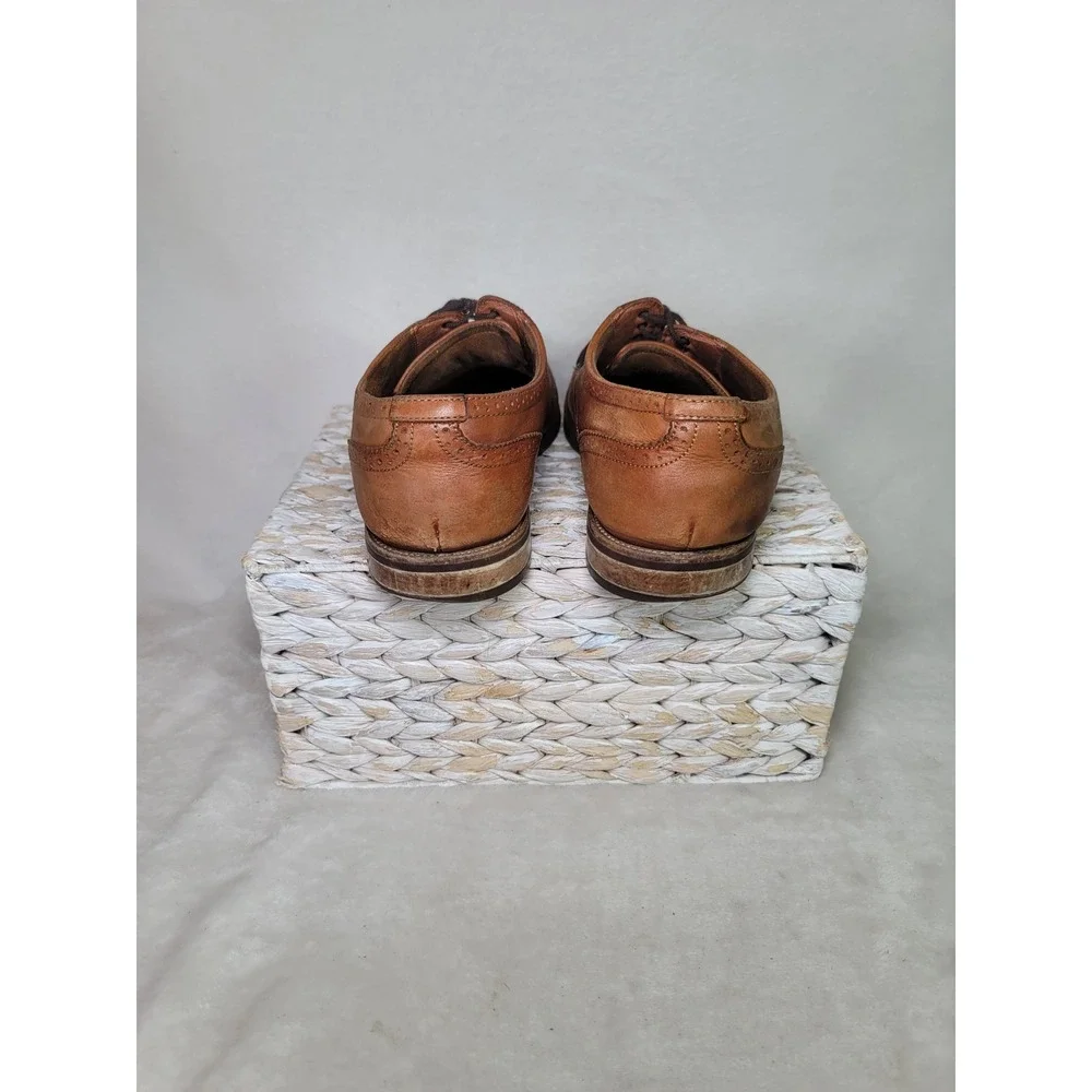 Florsheim Wingtip Brogue Oxford Dress Shoes Mens 9 Cognac Brown Leather Formal